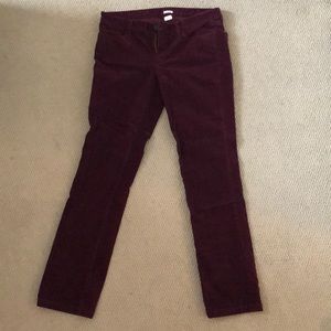 J CREW, Matchstick: maroon, corduroy pants (Sz 30)